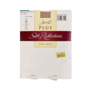 Vintage Hanes Silk Reflections Silky Sheer Pantyhose Nude Two Plus Size NIP